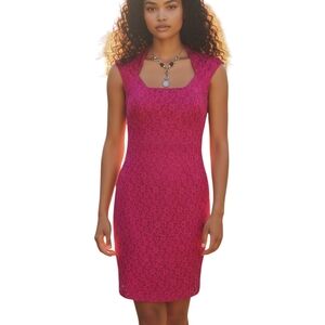 Sangria Vintage Hot Pink Lace Dress Size 8